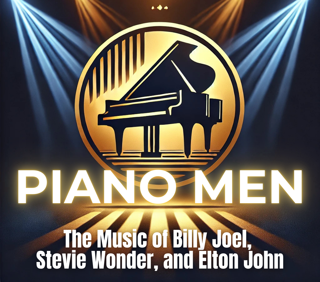 Piano Men summer concert logo and illustration 