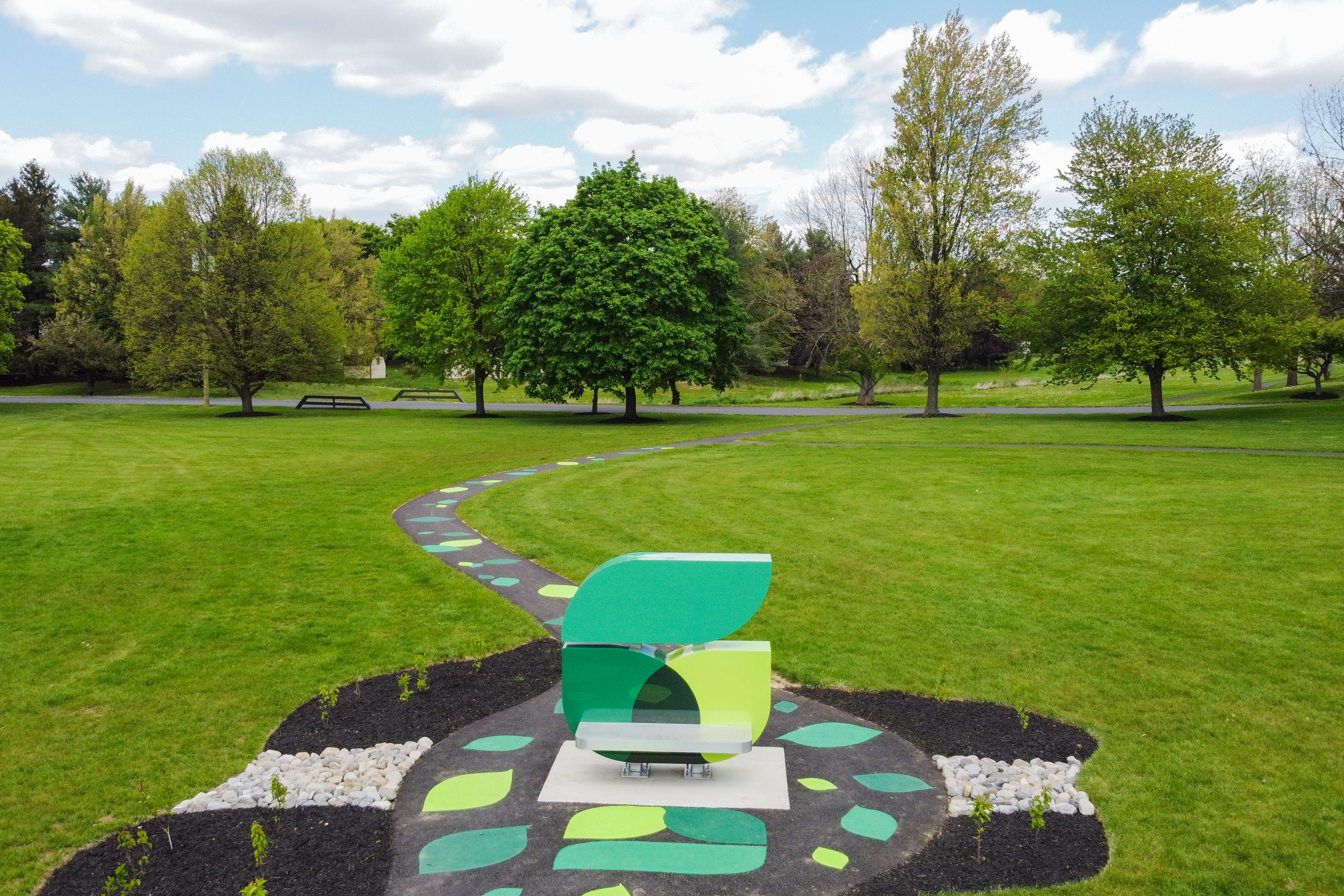 Greenfield bench with leaf painting