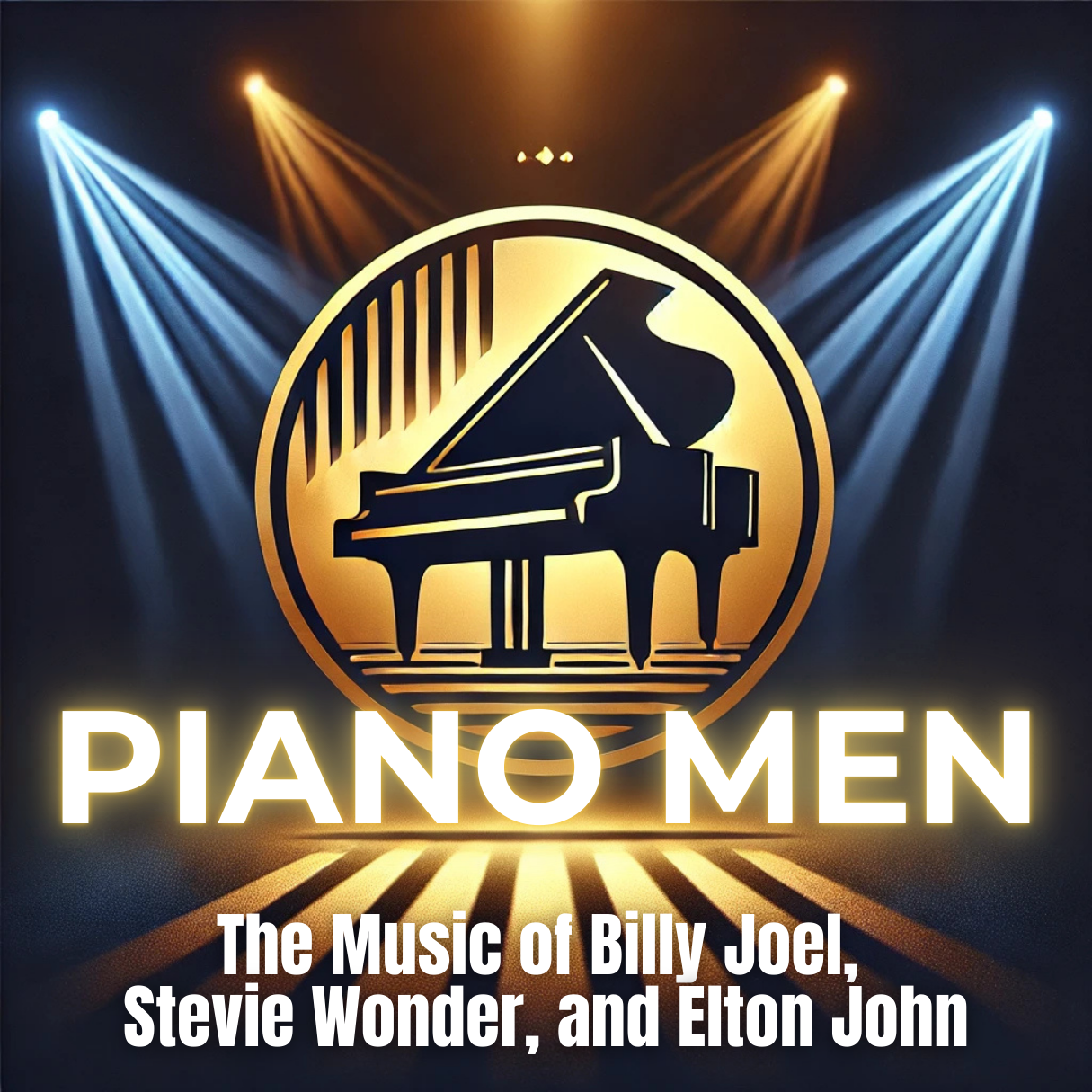 Piano Men summer concert logo and illustration 